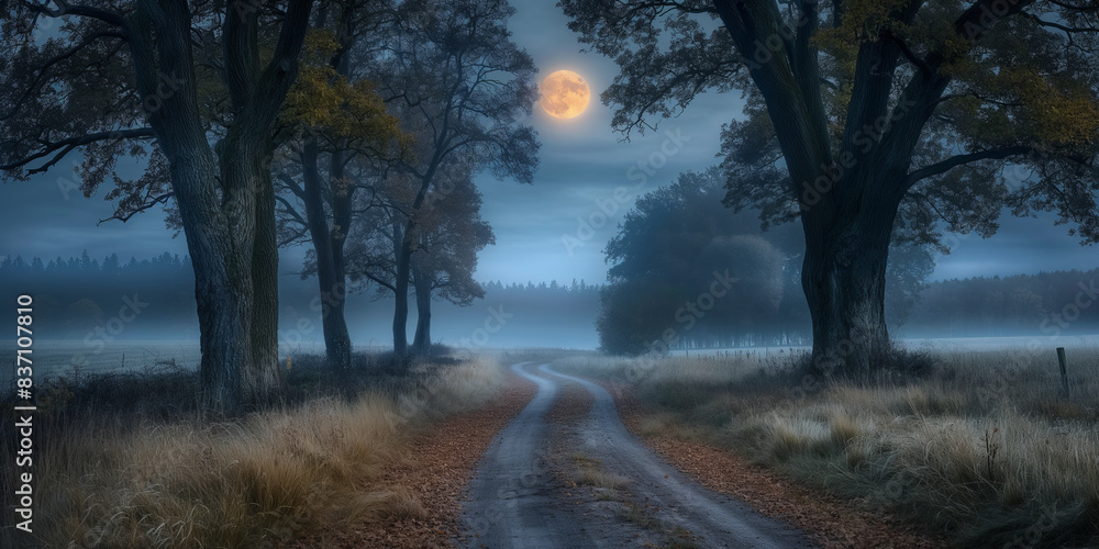 Mondbeschienene Landstraße