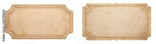 Empty label vintage cardboard paper highly detailed isolated on transparent background PNG file