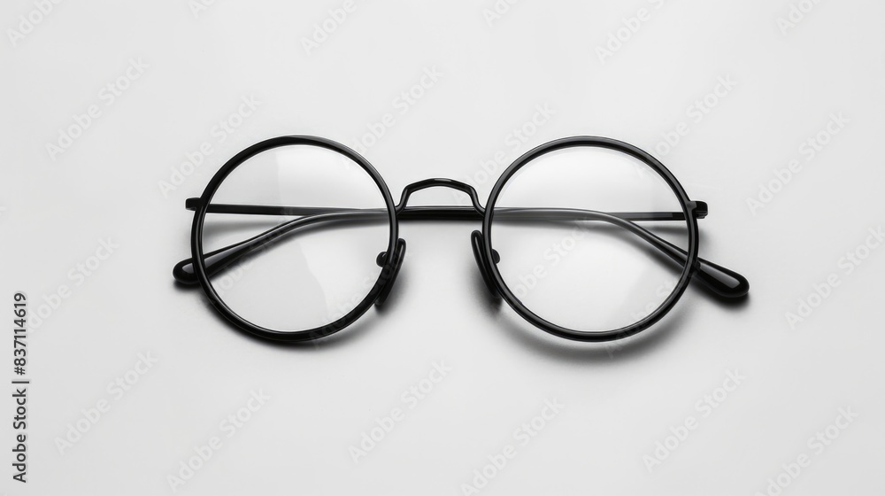 Glasses White Background. Fashion Eyewear Retro Style Plastic-Framed Isolated on Black Frame Glasses White Background. Fashion Eyewear Retro Style Plastic-Framed Isolated on Black Frame