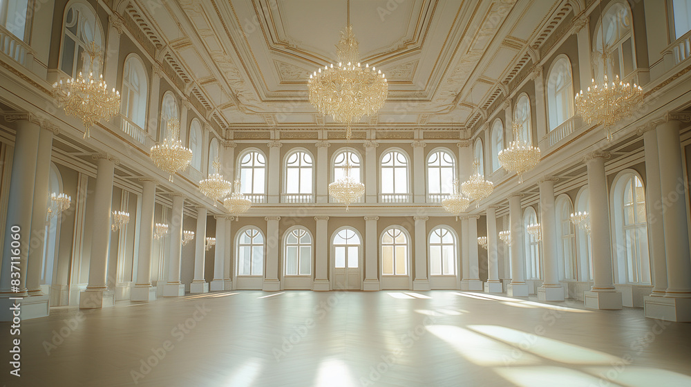 Fototapeta premium Beautiful Luxury Elegant wedding hall: romantic wedding ceremony in Renaissance Interior