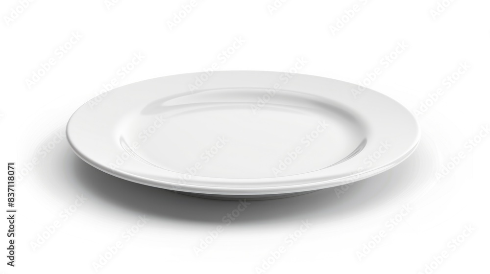 White Plate On White. Empty Plate for Dinner or Meal Isolated on Background White Plate On White. Empty Plate for Dinner or Meal Isolated on Background