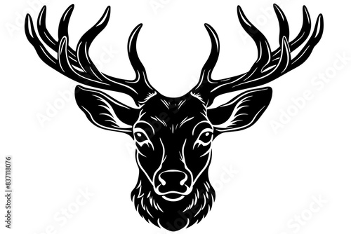 deer head black silhouette vector illustration
