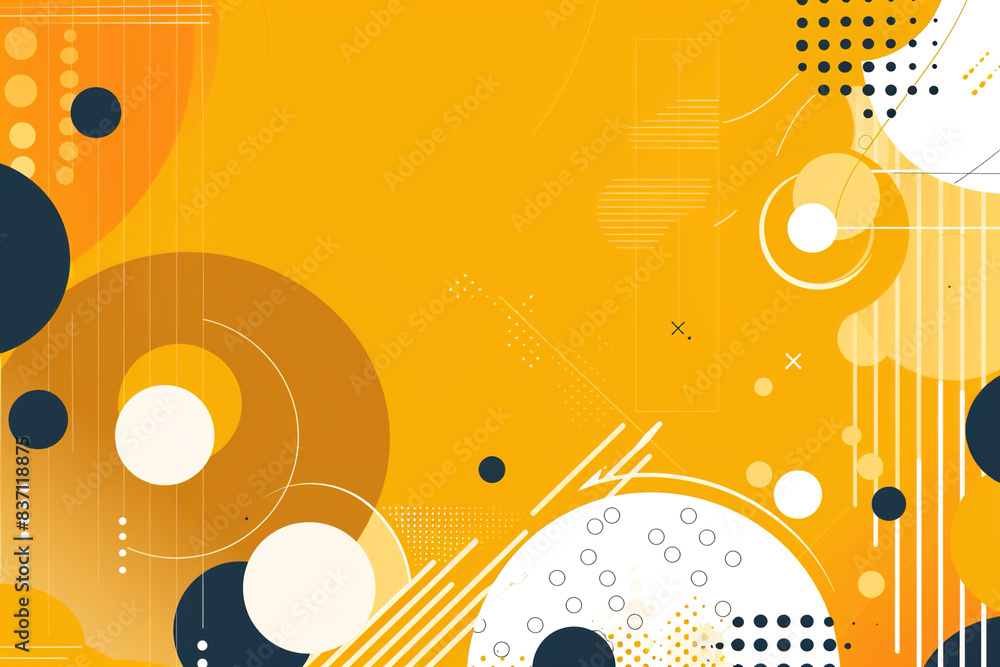 Obraz premium A yellow background with a lot of circles and lines