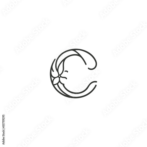 Monogram Flourishes Letter C Logo, Elegant letter c vector, decorative c logo, floral c logo design vector