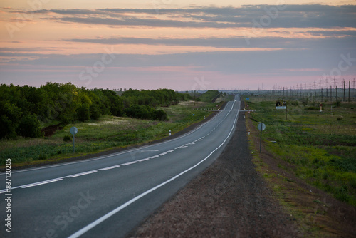 an empty highway in the morning at dawn © Павел Чигирь