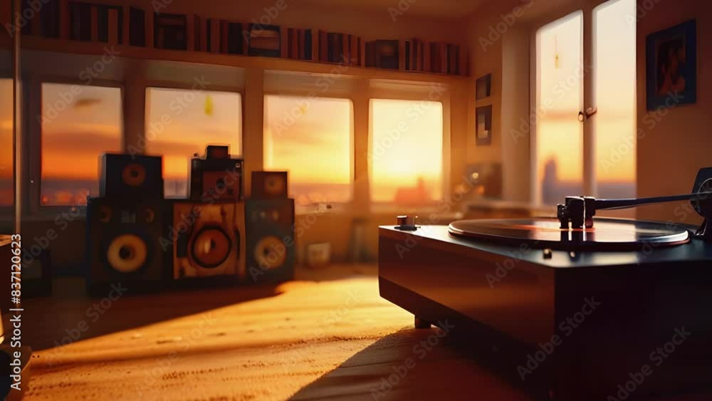 Record Image Background A room vinyl records and a turntable. sunset, stream starting soon ...