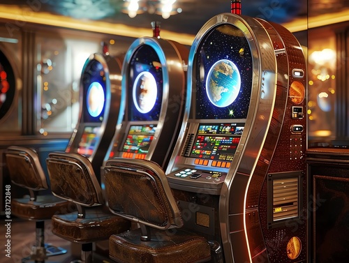 Fototapeta Naklejka Na Ścianę i Meble -  A slot machine with a space exploration theme