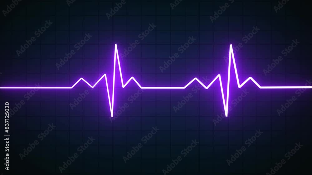 Nubes Globing Neon Heart Pulse Graphic Illustration Cardiogram heartbeat heat pulse glowing purple color neon light loop animated black background. Nubes Globing Neon Heart Pulse Graphic Illustration Cardiogram heartbeat heat pulse glowing purple color neon light loop animated black background.