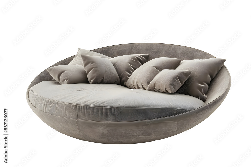 grey round sofa with pillows isolated png grey round sofa with pillows isolated png