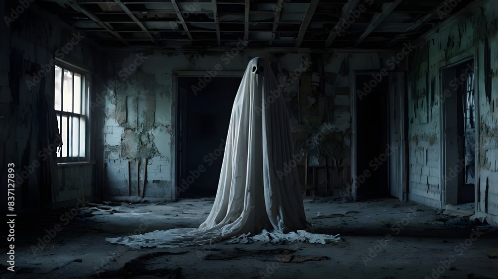 Haunted house ghosts in abandoned houses. Halloween is scary. Generative AI Haunted house ghosts in abandoned houses. Halloween is scary. Generative AI