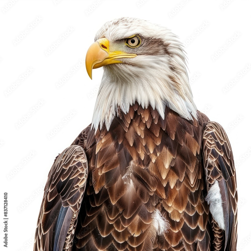 Obraz premium High-resolution photo of a majestic eagle isolated on a clean white background.