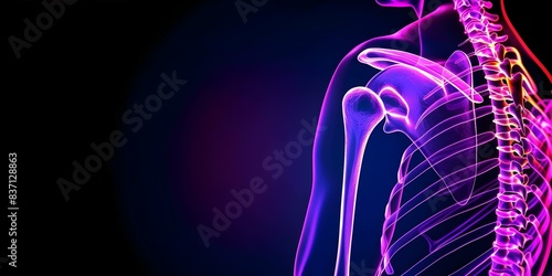 Anatomy of Human Shoulder Bones and Joints Revealed in X-ray Image. Concept Anatomy, Human Shoulder, Bones, Joints, X-ray Image photo