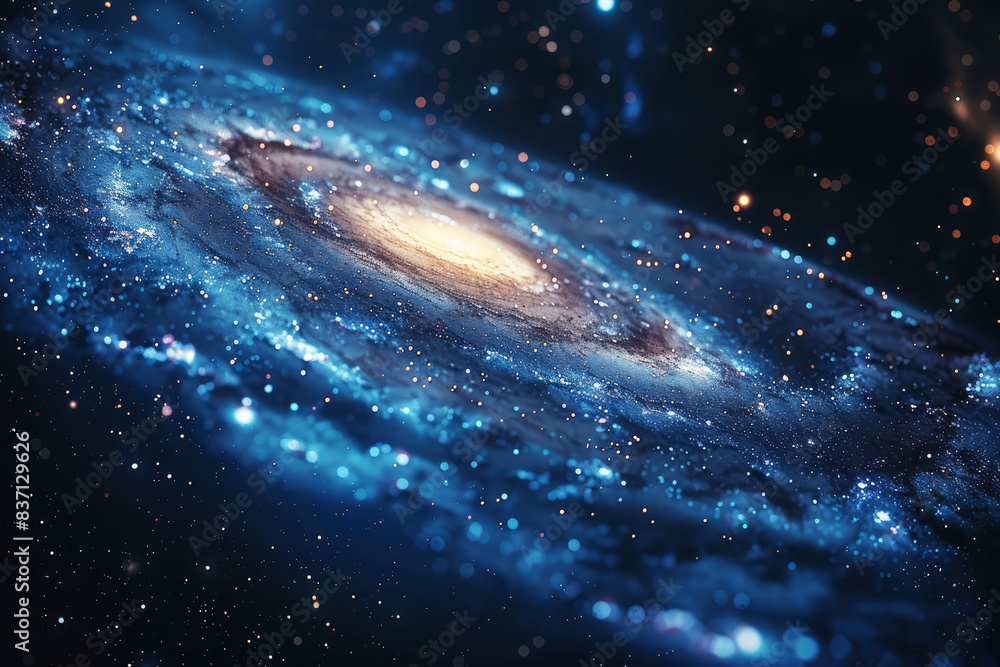 Obraz premium Galaxy in blue, cold in space close up