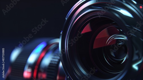 Abstract Futuristic Camera Lens on Dark Background