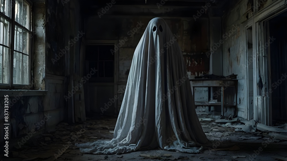 Haunted house ghosts in abandoned houses. Halloween is scary. Generative AI Haunted house ghosts in abandoned houses. Halloween is scary. Generative AI
