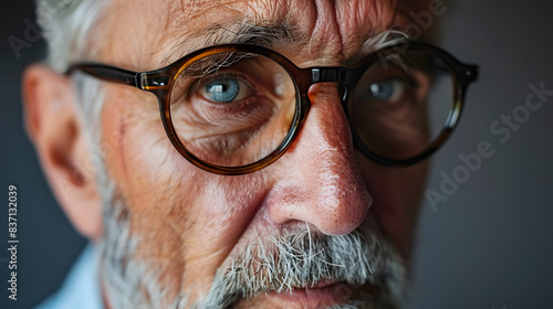Age-related vision changes and how to manage them. Senior man in glasses
