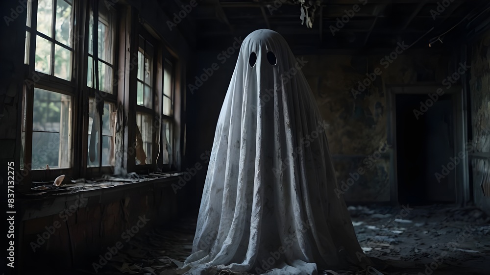 Haunted house ghosts in abandoned houses. Halloween is scary. Generative AI Haunted house ghosts in abandoned houses. Halloween is scary. Generative AI