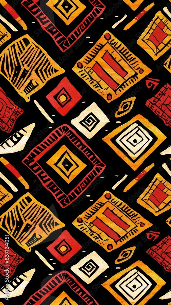 An abstract geometric pattern composed of various shapes and colors An abstract geometric pattern composed of various shapes and colors
