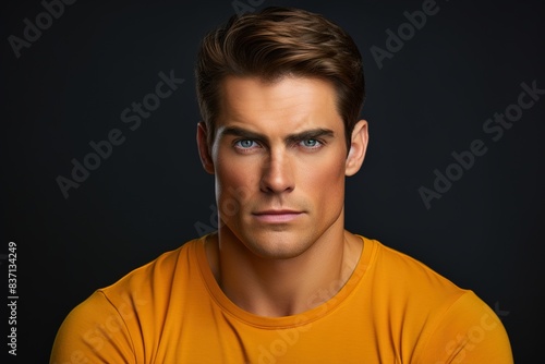 A man with a beard and blue eyes is wearing a yellow shirt © Juan Hernandez