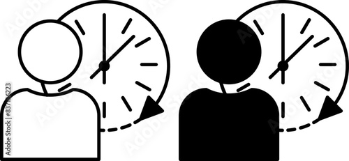 Habits icons. Black and White Vector Icons. A Person Performing an Action at the Same Time. Lifestyle Concept