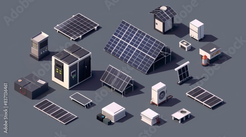 Isometric solar assets reflecting a commitment to renewable energy and eco-efficiency. © Yaroslav Herhalo