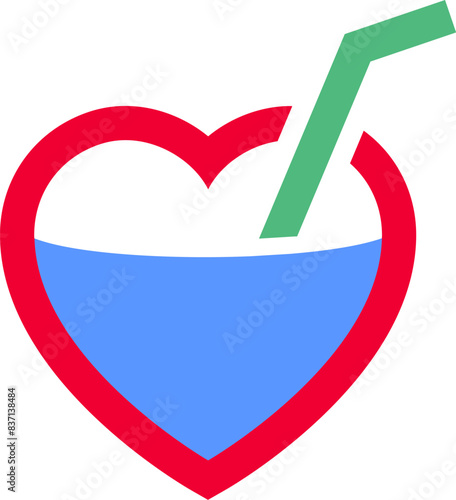 Tropic cocktail icon or Valentines day symbol