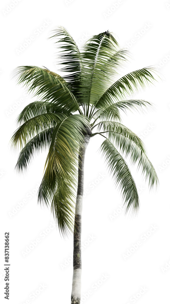 Obraz premium Single Palm Tree Isolated on White Background with Copy Space