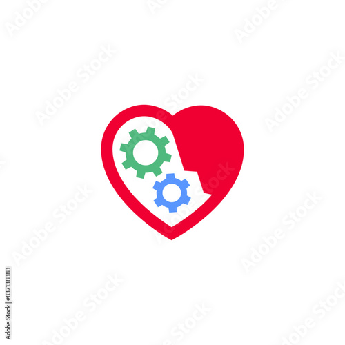 Heart shape with gears, icon