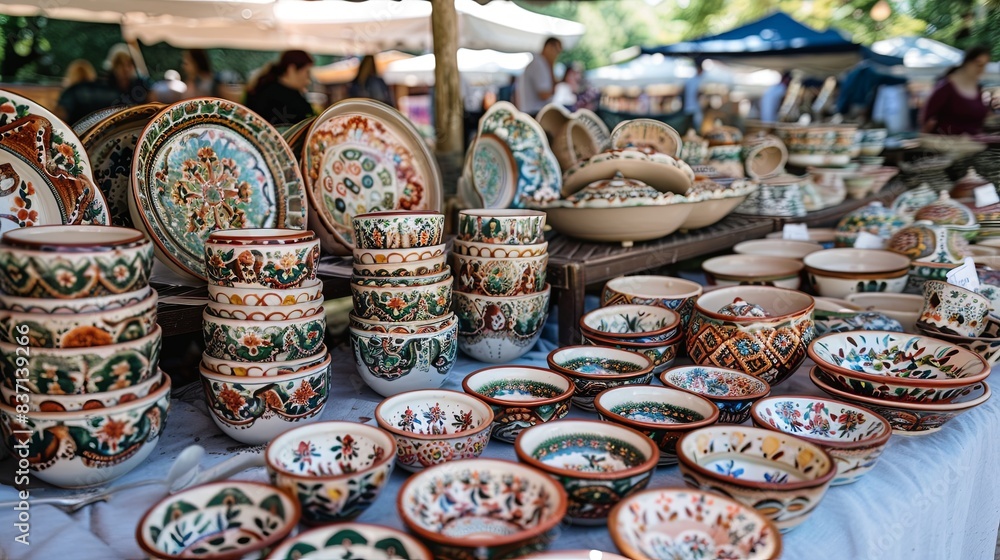 Hand made ceramic pottery. Hand painted pottery. Traditional pottery fair. Cucuteni ceramic pottery. Hand painted ceramics. Romanian ceramic market Hand made ceramic pottery. Hand painted pottery. Traditional pottery fair. Cucuteni ceramic pottery. Hand painted ceramics. Romanian ceramic market