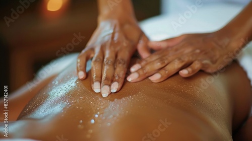 a therapist s hands performing a deep tissue massage on a woman s back