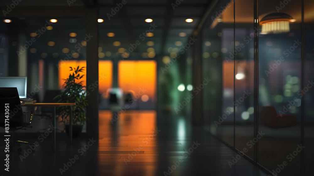 Fototapeta premium Serene Evening Ambiance in a Modern Office Interior