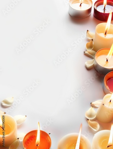 Glowing candles forming a border with an empty space on the side.