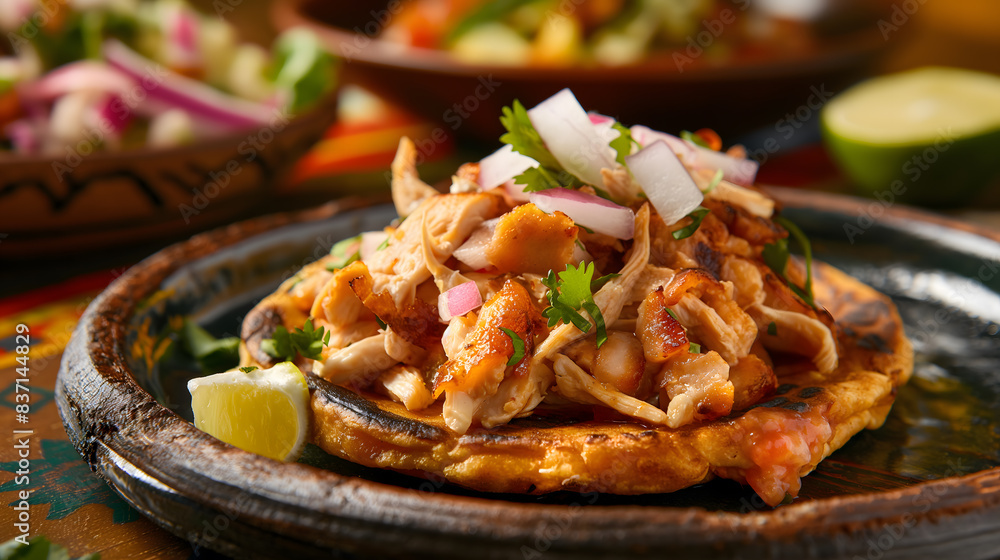 Delicious Chicken Tacos with Fresh Ingredients on a Rustic Table Delicious Chicken Tacos with Fresh Ingredients on a Rustic Table