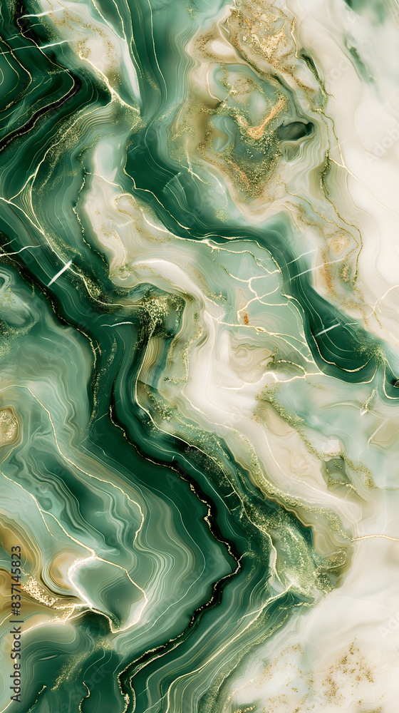 Obraz premium Luxurious Green and Gold Marble Texture for Elegant Design