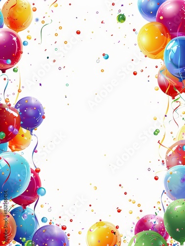 Festive balloons and confetti frame for a joyful celebration
