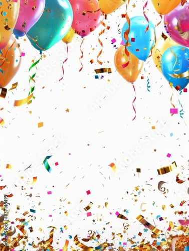 Pink and blue balloons with gold confetti for a cheerful occasion