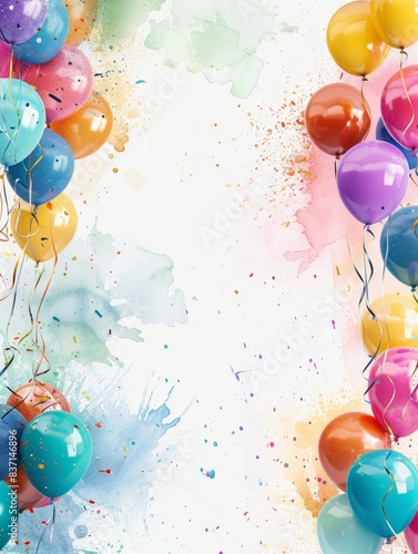 Bright and cheerful balloons with confetti for a celebration