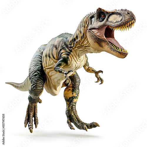 Realistic Dinosaur Model - Detailed Tyrannosaurus Rex Figure in Dynamic Pose with Open Mouth and Sharp Teeth