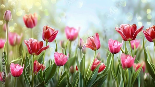 An amazing spring floral background with various tulip flowers