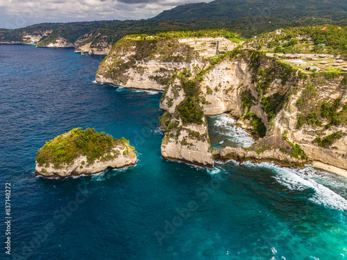 Airview of Diamond Beach on Nusa Penida Island, Indonesia