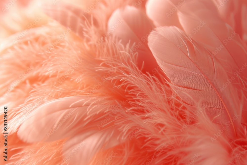 A close up of a pink feather with a lot of detail. The feather is very soft and fluffy, and it is a part of a bird's wing A close up of a pink feather with a lot of detail. The feather is very soft and fluffy, and it is a part of a bird's wing