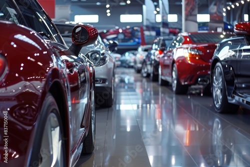 Wallpaper Mural A bustling car dealership filled with shiny new vehicles, potential buyers browsing Torontodigital.ca