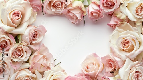 Wallpaper Mural Beautiful heart of roses arranged with petals on a white background. Torontodigital.ca