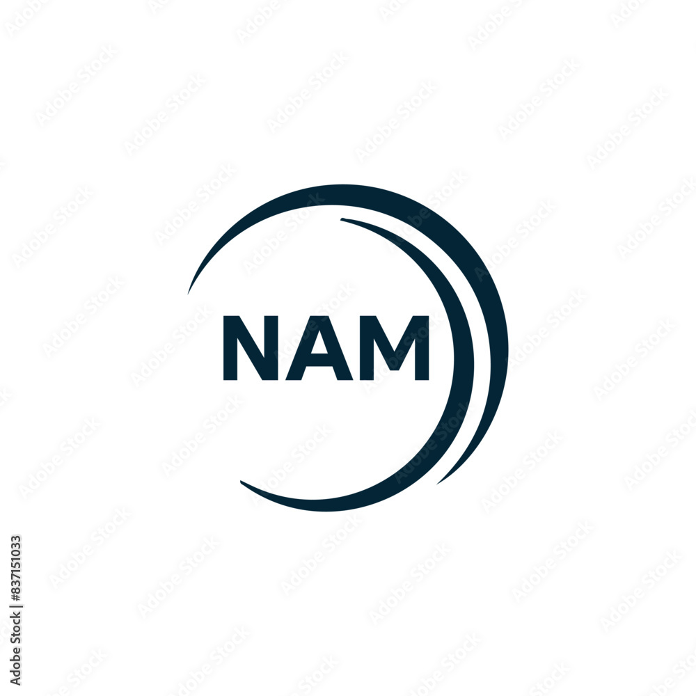 Obraz premium NAM logo. N A M design. White NAM letter. NAM, N A M letter logo design. N A M letter logo design in FIVE, FOUR, THREE, style. letter logo set in one artboard. N A M letter logo vector design. 