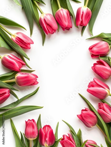 Wallpaper Mural Red tulips forming a floral frame on a white backdrop. Torontodigital.ca