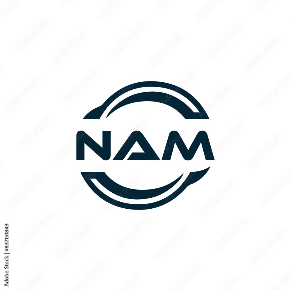 Obraz premium NAM logo. N A M design. White NAM letter. NAM, N A M letter logo design. N A M letter logo design in FIVE, FOUR, THREE, style. letter logo set in one artboard. N A M letter logo vector design. 