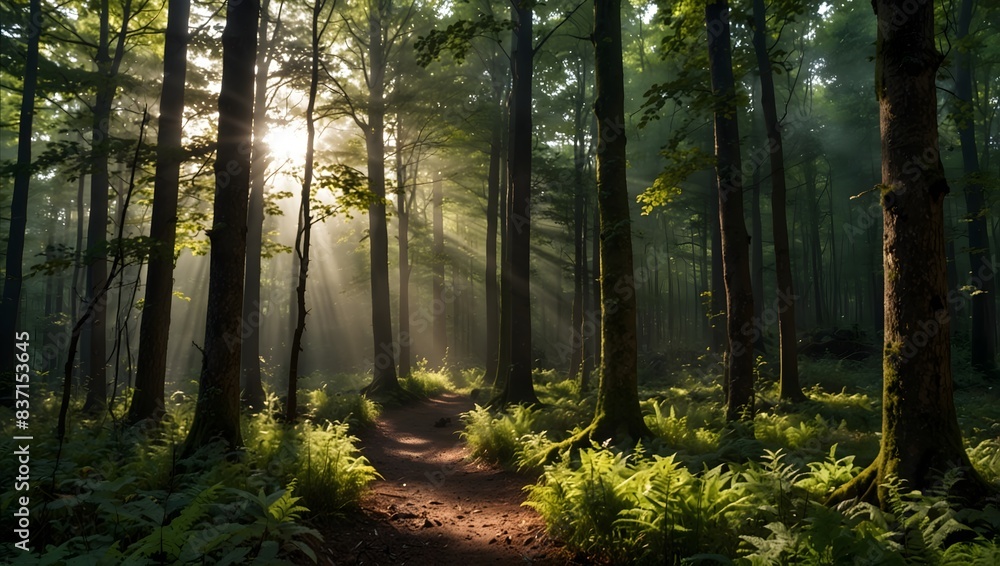 Obraz premium A picture of a forest clearing, dappled in sunlight, where magic feels tangible ai_generated