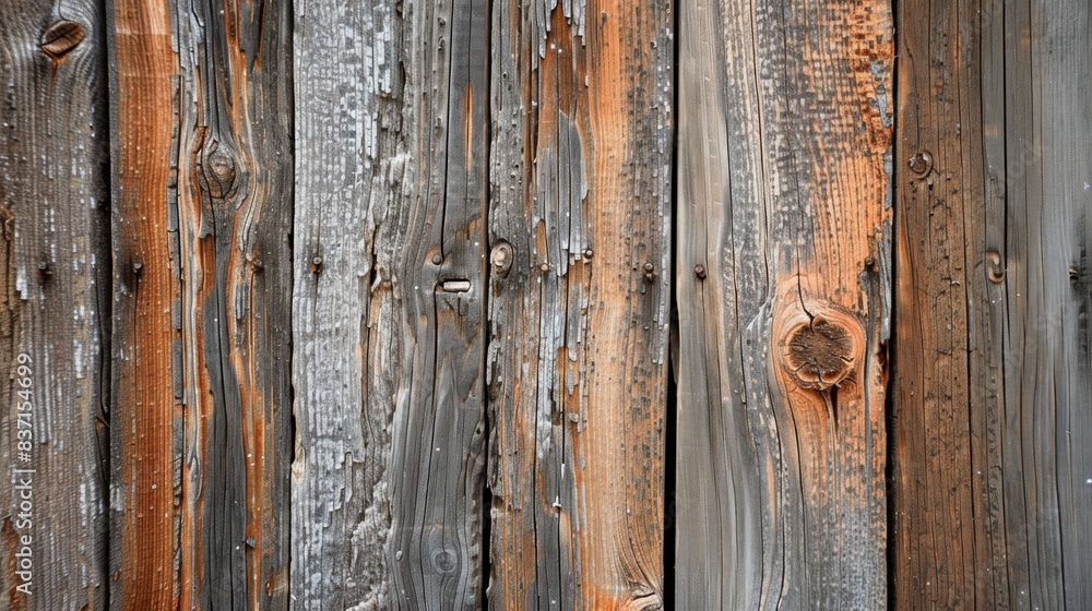 Naklejka premium Close-up of weathered barn wood with rich grain and texture