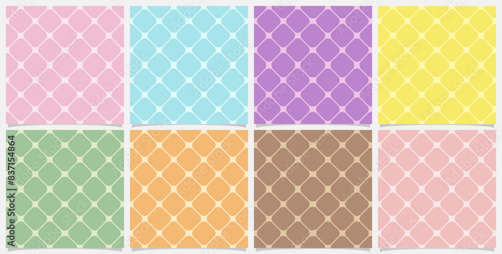 Seamless pastel soft color wire plaid style background pattern textile design for graphic, texture, backdrop, printing, clothing. Collection set vector. Seamless pastel soft color wire plaid style background pattern textile design for graphic, texture, backdrop, printing, clothing. Collection set vector.
