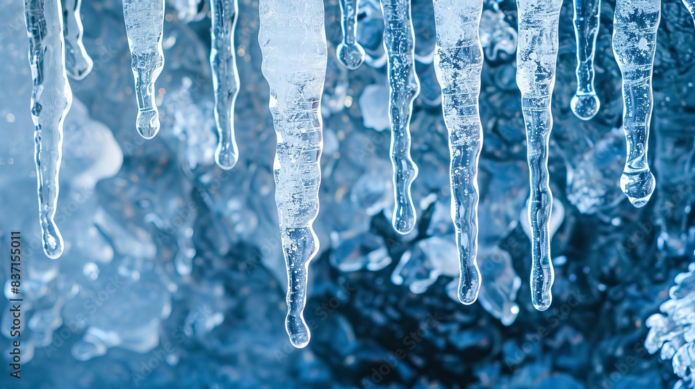 closeup of thawing icicles signaling the arrival of spring horizontal banner photograph closeup of thawing icicles signaling the arrival of spring horizontal banner photograph